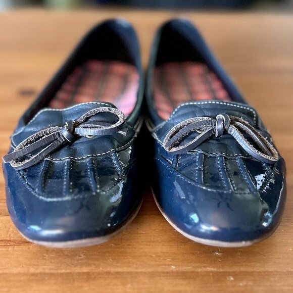 L.L. Bean Coastal Rain Skimmers Duck Ballet Flat Loafer Navy Blue Womens Size 6 - Picture 3 of 11